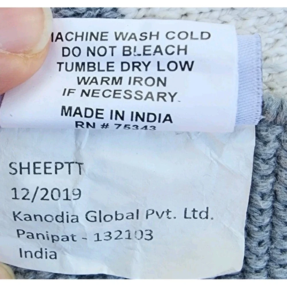 Knit 100% Cotton Baby Blanket Sheep Design 39x32 Gray Farm Cozy Throw